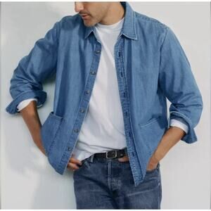 AYR The Dive Mens Denim Chore Coat Jacket Front Pockets Hipster Sz S